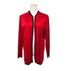 Misook Red and Black Cardigan Sweater XL